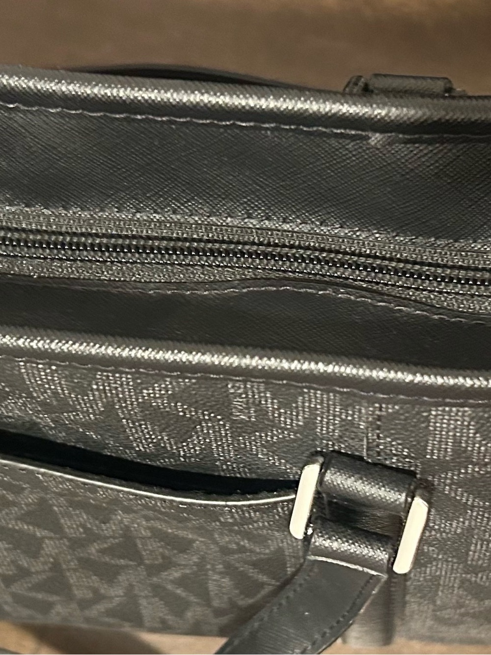 Michael Kors Black MK Monogram Tote with Silver Logo - Picture 8 of 13